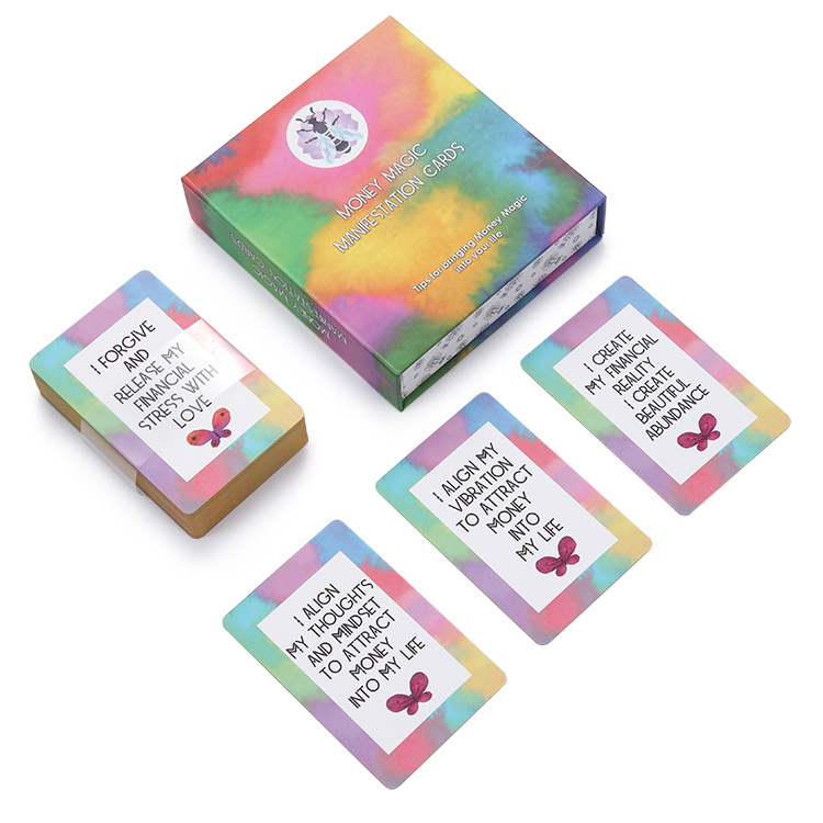 100% fabricante que imprime la baraja de tarjetas de autoafirmación positiva personalizada espiritual
